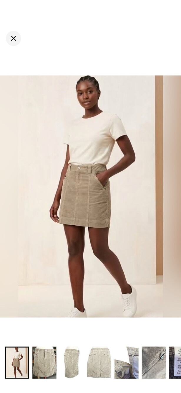 Athleta Roseville Velour Mini Skirt Classic Taupe Brown Size 10 Zipper Pockets
